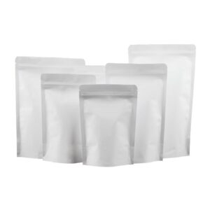 White kraft foil stand up bag