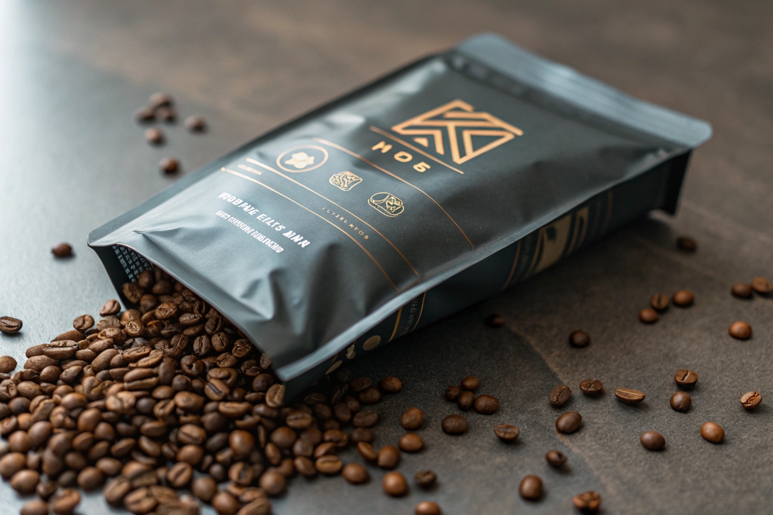Matt finish black coffee bag