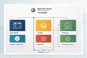 Roll film order checklist with width length thickness and printing details