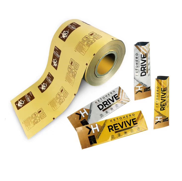 Custom printed sachet packaging film roll for nutritional supplement stick packs