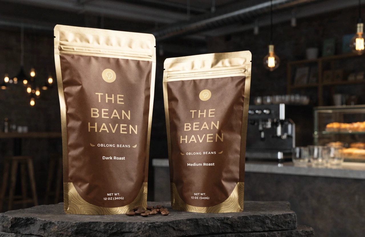 Custom printed coffee packaging pouches with premium stand-up design