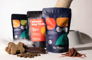 Custom printed stand up pouches for premium pet treats packaging